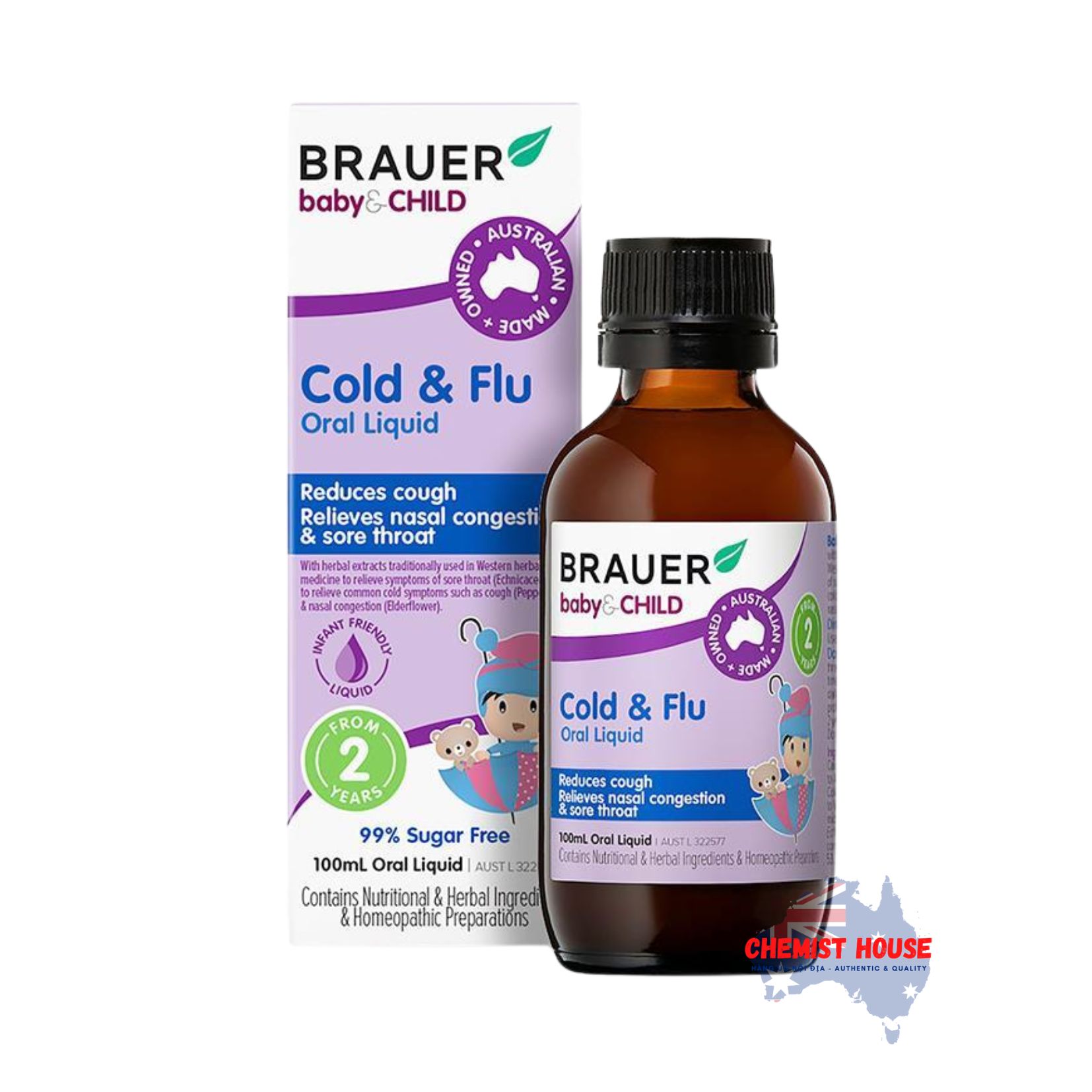 Siro Trị Cảm Cúm Cho Bé Brauer Baby & Child Cold & Flu 100ML