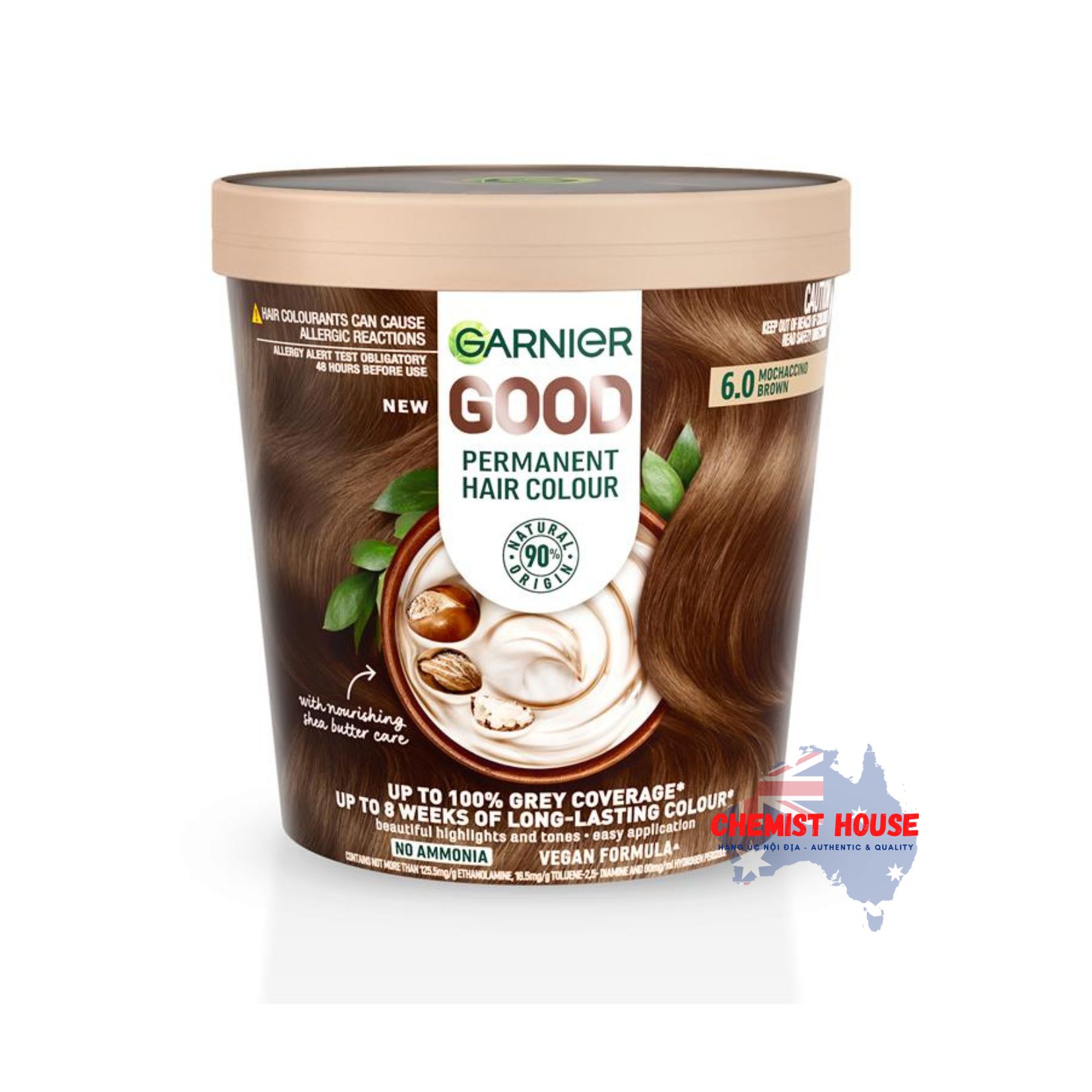Thuốc Nhuộm Tóc Thuần Chay Garnier Good Hair 6.0 Màu Nâu Mochaccino - Garnier Good Hair Colour 6.0 Mochaccino Brown