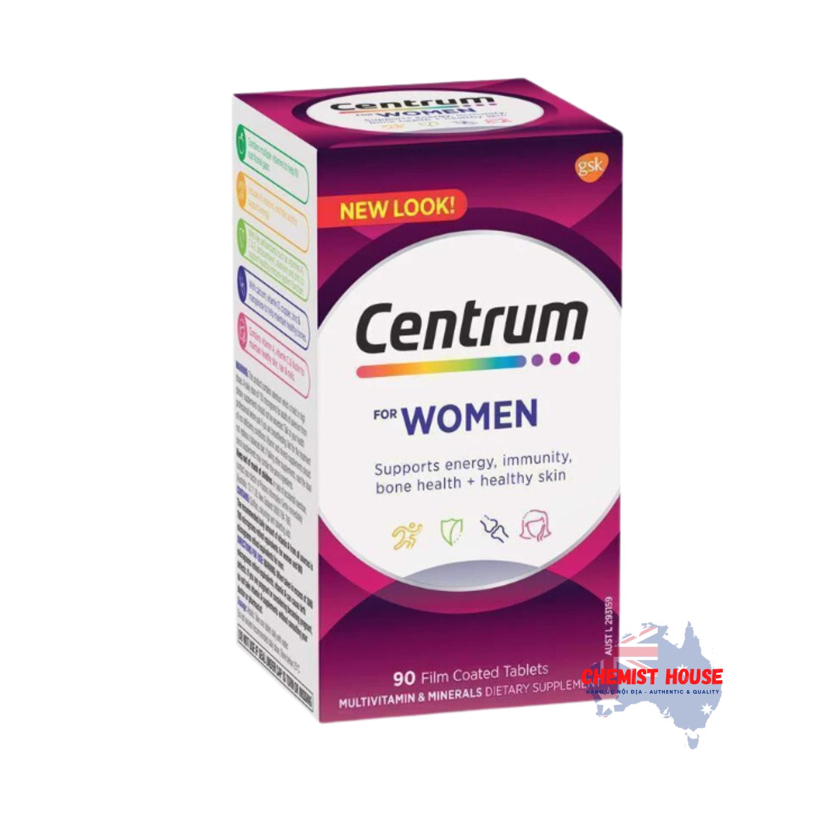 Centrum for women Viên uống vitamin tổng hợp dành cho nữ giới 90 Tablets