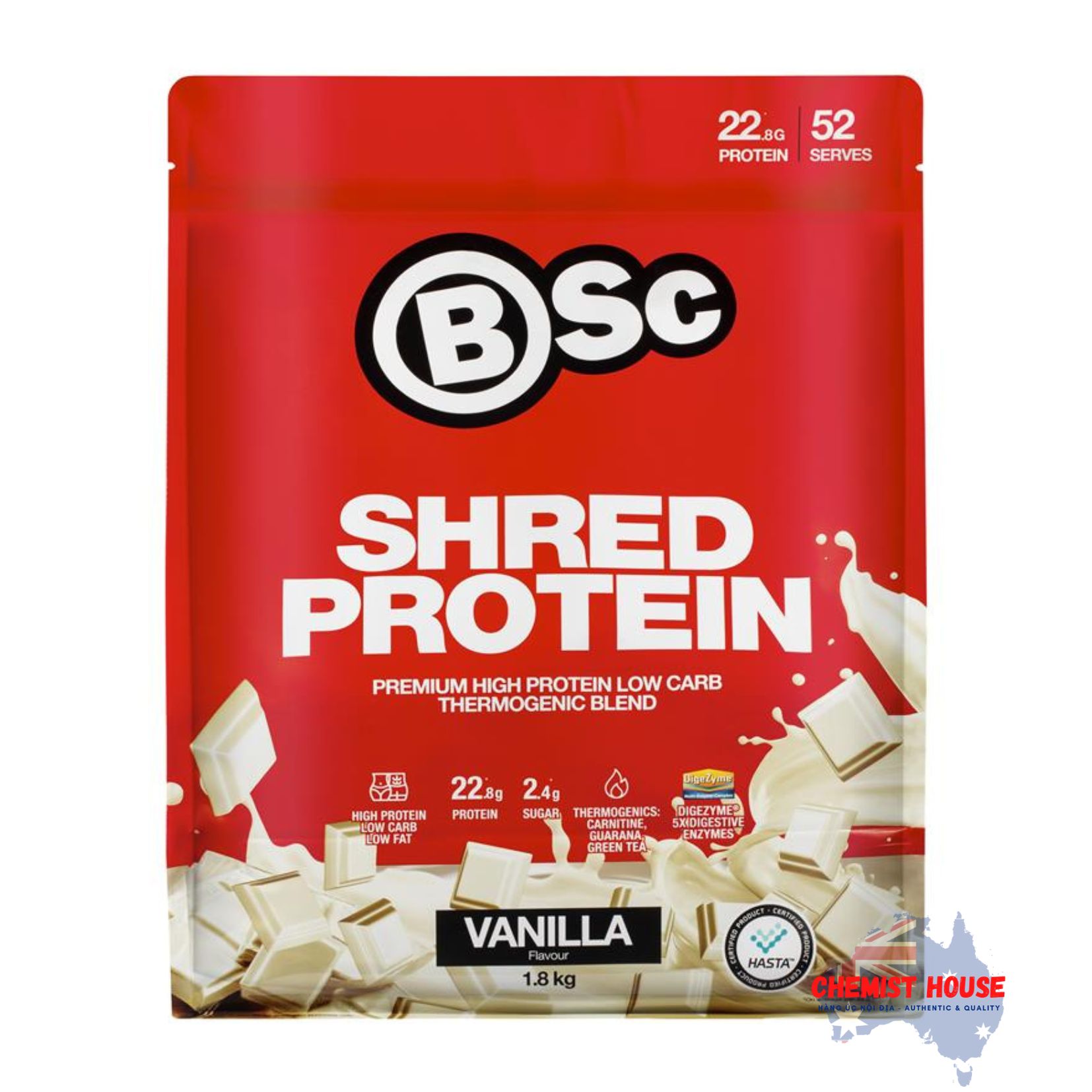 BSc Bột Protein Hương Vanilla/Chocolate 1.8kg - BSc Shred Protein Vanilla/ Chocolate 1.8kg