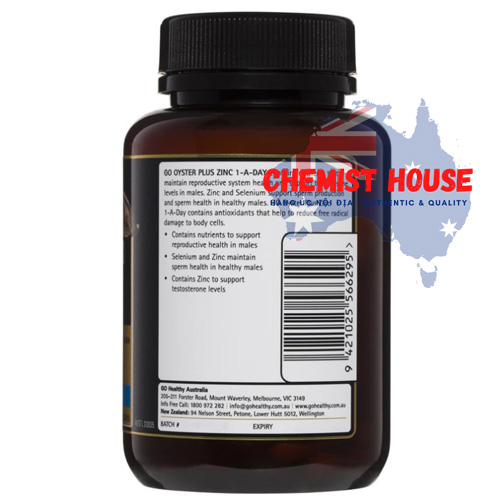 GO Healthy Oyster Plus Zinc 1-A-Day - Viên uống hỗ trợ tăng cường sinh lý nam 120 viên