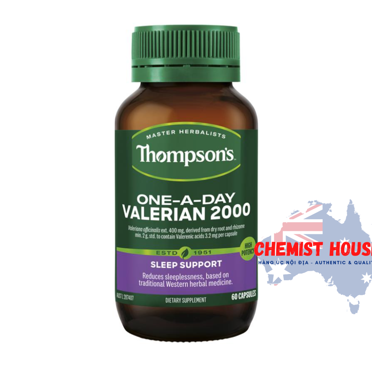 Viên uống giúp ngủ ngon Thompson’s One-A-Day Valerian 2000mg 60 capsules