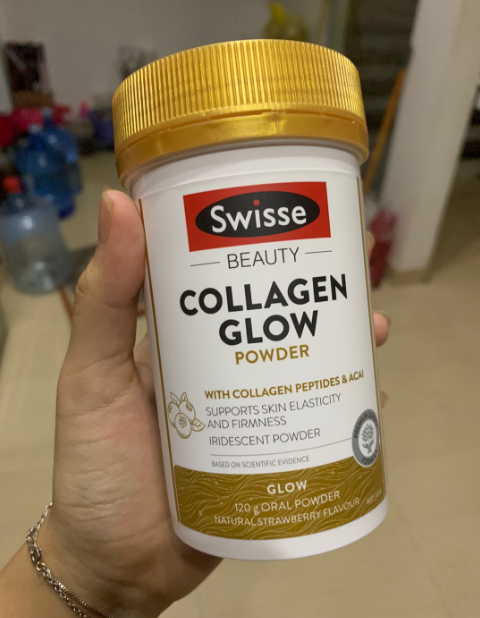 Swisse Beauty Collagen Glow - Collagen thủy phân đẹp da từ hạt nho vitamin E Coq10