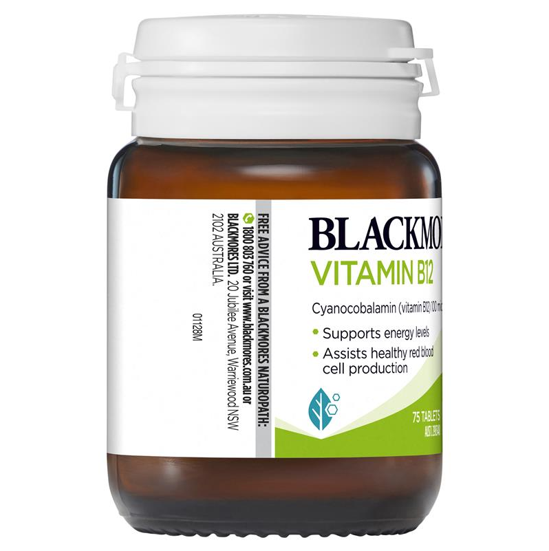 Blackmores Viên Uống Bổ Sung Vitamin B12 100mcg hỗ trợ máu hồng cầu TĂNG NĂNG LƯỢNG
