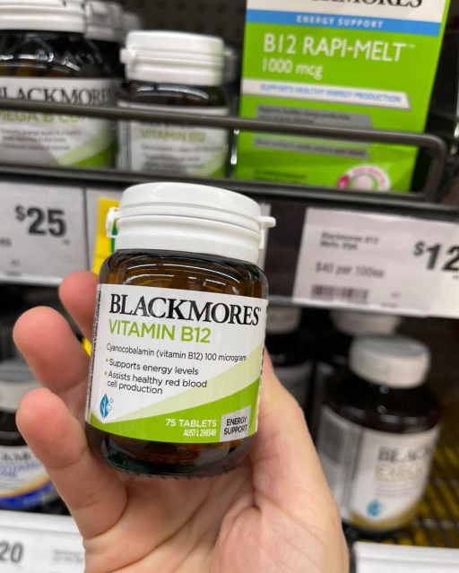 Blackmores Viên Uống Bổ Sung Vitamin B12 100mcg hỗ trợ máu hồng cầu TĂNG NĂNG LƯỢNG