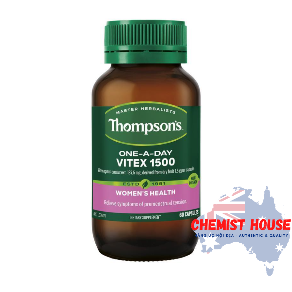 Viên Uống Hỗ Trợ Nội Tiết Tố Nữ Thompson’s One-a-day Vitex 1500mg Chiết Xuất Từ Cây Trinh Nữ