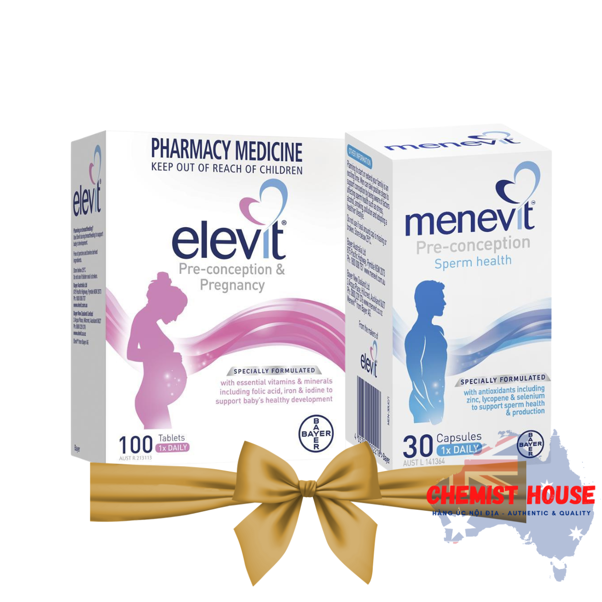 Combo cho Mẹ bầu và Bố chuẩn bị mang thai Elevit + Menevit Úc
