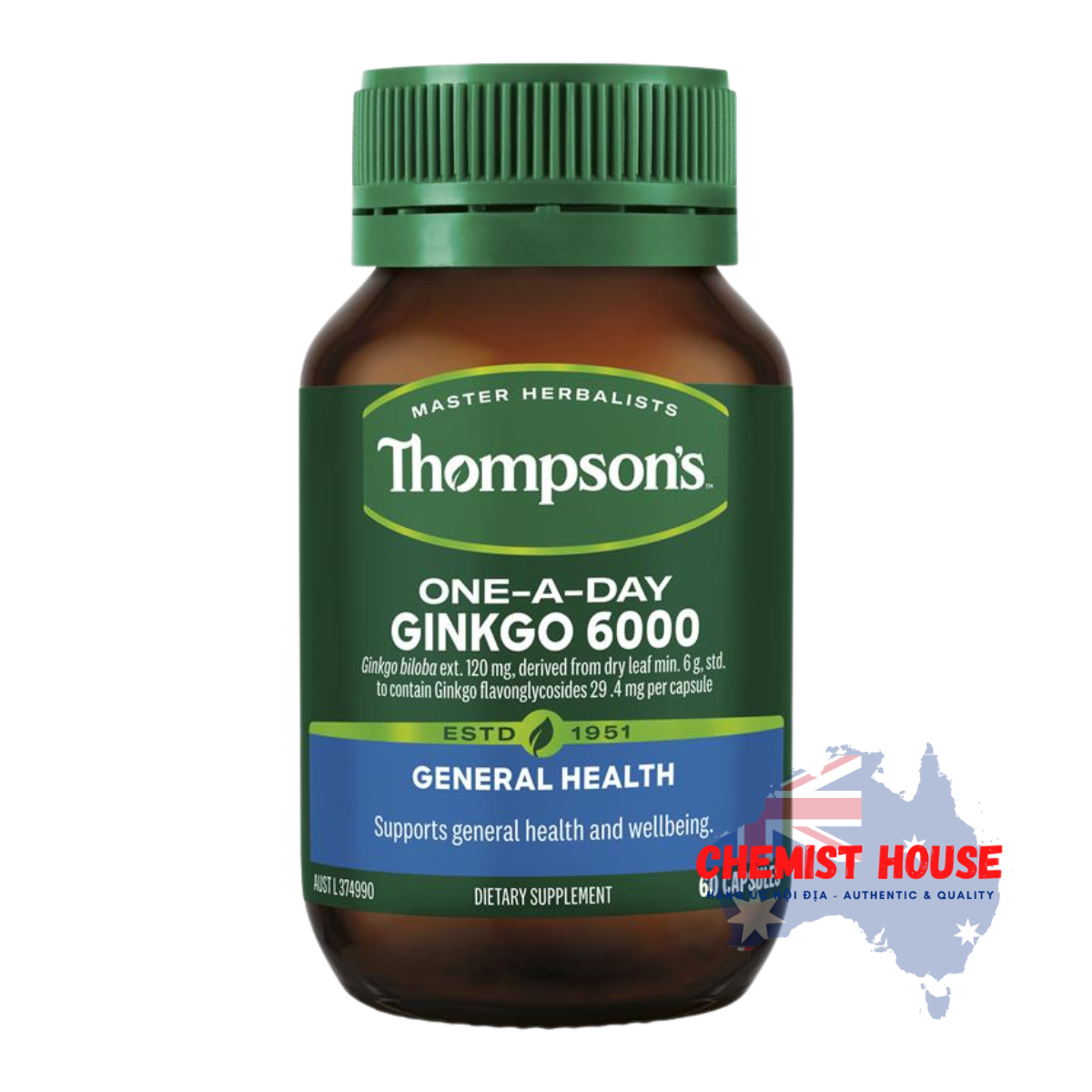 Viên Thompson's One A Day Ginkgo 6000mg hỗ trợ tăng cường trí nhớ, hoạt huyết tuần hoàn não