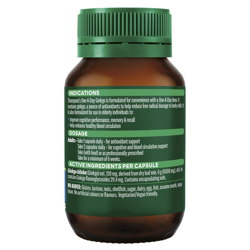 Viên Thompson's One A Day Ginkgo 6000mg hỗ trợ tăng cường trí nhớ, hoạt huyết tuần hoàn não