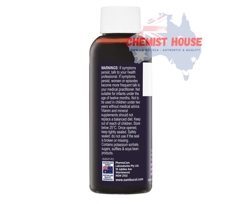 Sambucol Black Elderberry Cold & Flu Kids Liquid - Siro trị cảm cúm cho bé 120ml