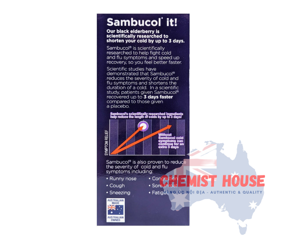 Sambucol Cold & Flu Liquid - Siro trị cảm cúm và tăng sức đề kháng 250ml
