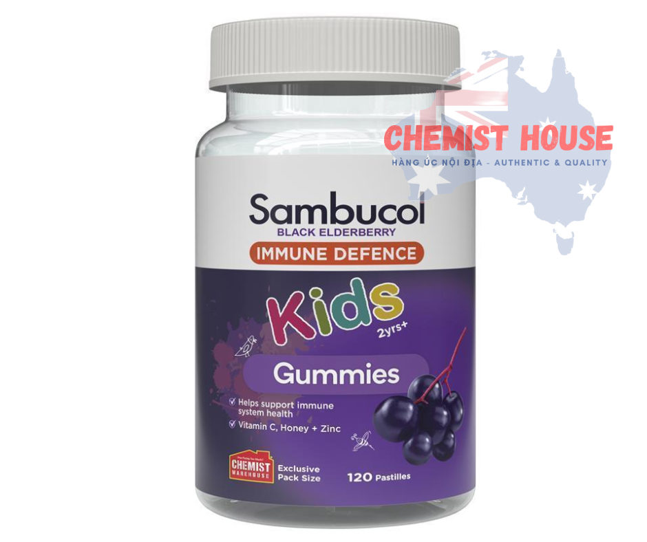 Sambucol Kids Immunity Immune Defence - Kẹo dẻo tăng sức đề kháng Sambucol 120 viên (2 tuổi+)