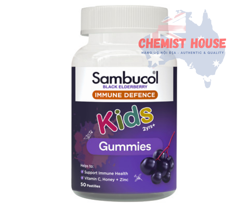 Sambucol Kids Immunity Immune Defence - Kẹo dẻo tăng sức đề kháng Sambucol 50 viên (2 tuổi+)