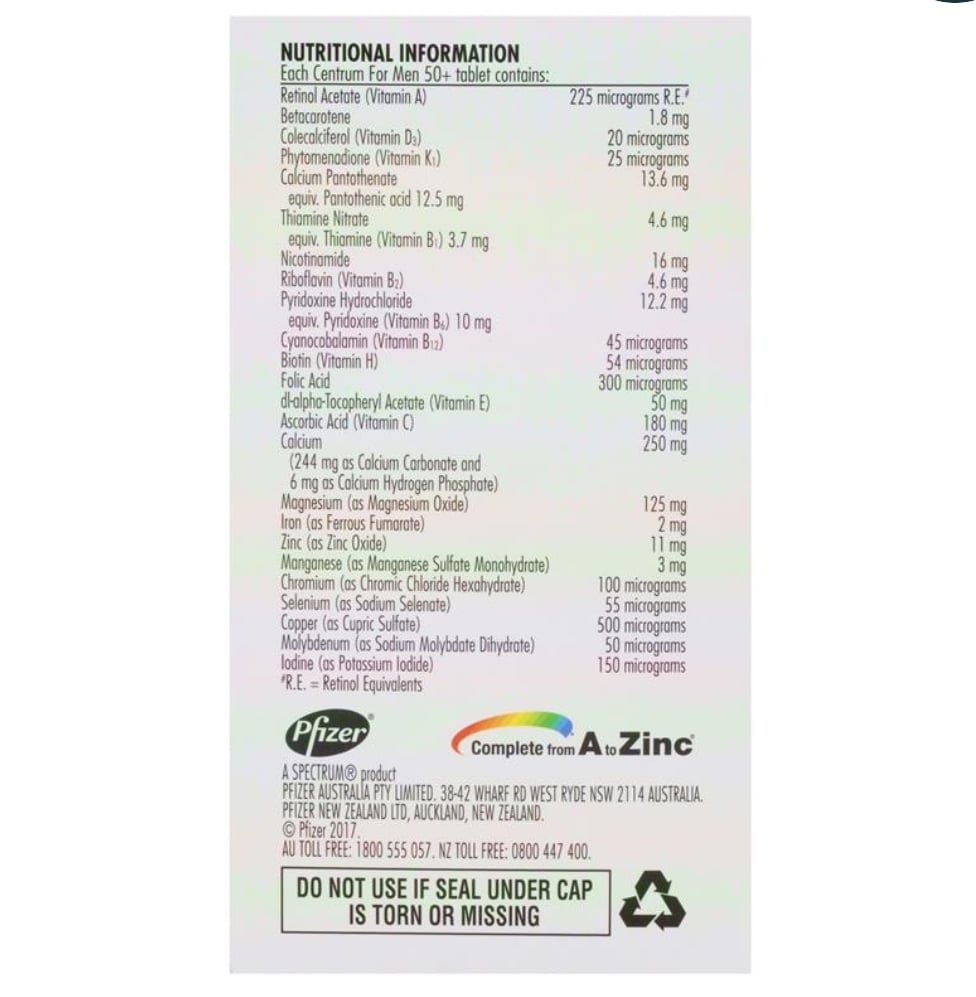 Centrum For Men 50+ - Vitamin Tổng hợp cho nam trên 50 tuổi 90 viên