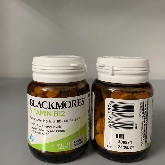 [Hàng chuẩn Úc] Blackmores Viên Uống Bổ Sung Vitamin B12 100mcg hỗ trợ máu hồng cầu tăng năng lượng phù hợp ăn chay
