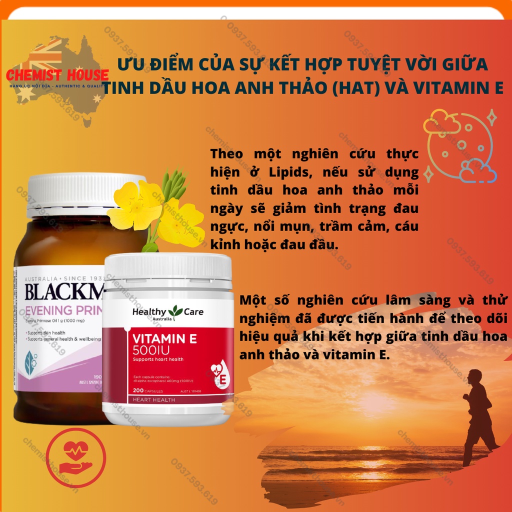 [Hàng Chuẩn Úc] Combo Hồi Xuân cho phụ nữ u40+ và sau sinh (Blackmores Anh Thảo + Vitamin E Healthy care)