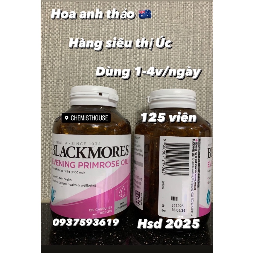 Viên uống tinh dầu hoa anh thảo Úc Blackmores Evening Primrose Oil [hàng có bill]