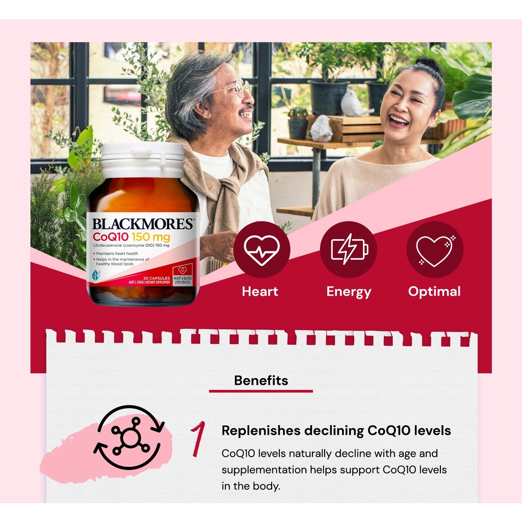 [Hàng Chuẩn ÚC] Viên uống hổ trợ/bổ tim mạch 30 viên - Blackmores CoQ10 150mg 300mg
