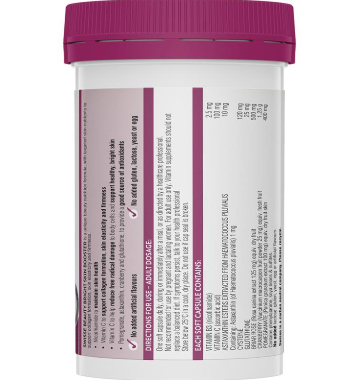 Viên uống trắng sáng da cao cấp Swisse Beauty Bright Skin 60 Capsules