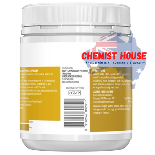 Healthy Care Super Flaxseed Oil 1000mg - Viên uống tinh chất Dầu Hạt Lanh 200 viên