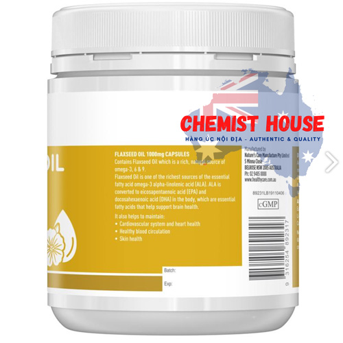 Healthy Care Super Flaxseed Oil 1000mg - Viên uống tinh chất Dầu Hạt Lanh 200 viên