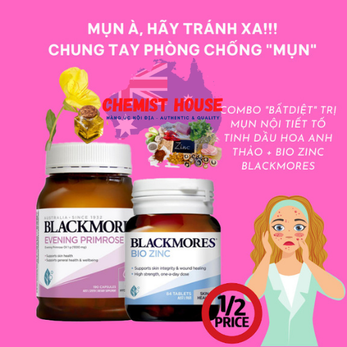 ComBo Trị Mụn Thần Thánh Blackmores Anh Thảo + Blackmores Zinc