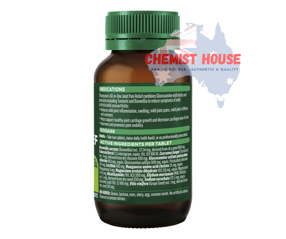 Thompson's All In One Joint Pain Relief 60 Tablets - Viên uống giảm đâu xương khớp 60 viên