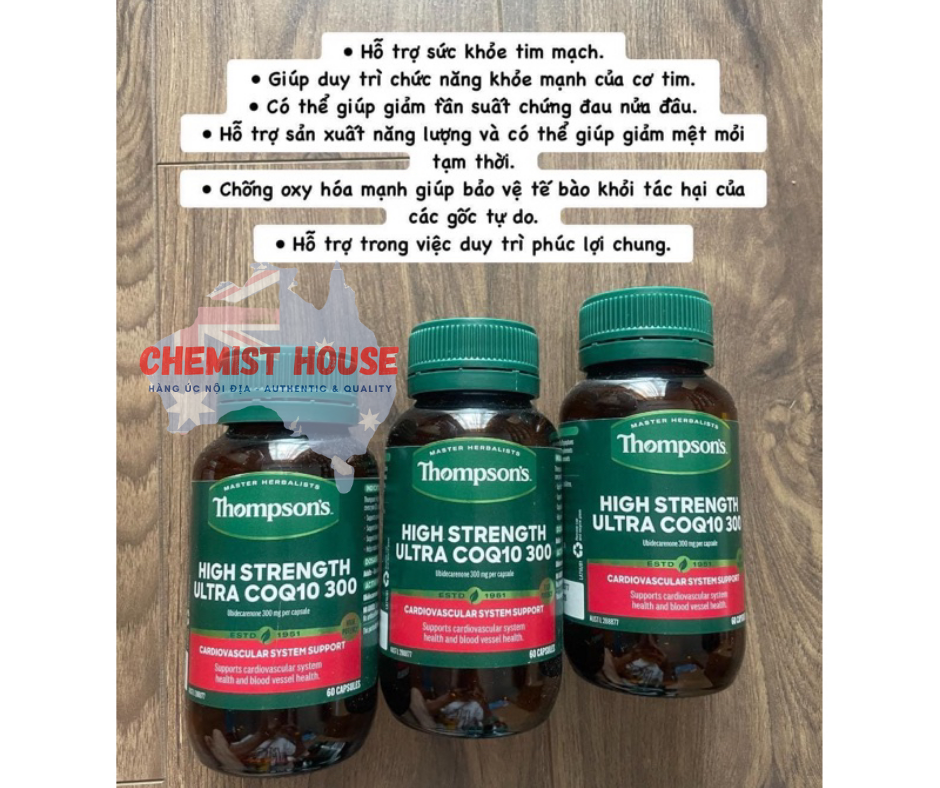 Thompson's CoQ10 300mg 60 Capsules - Viên uống hỗ trợ tim mạch 60 viên