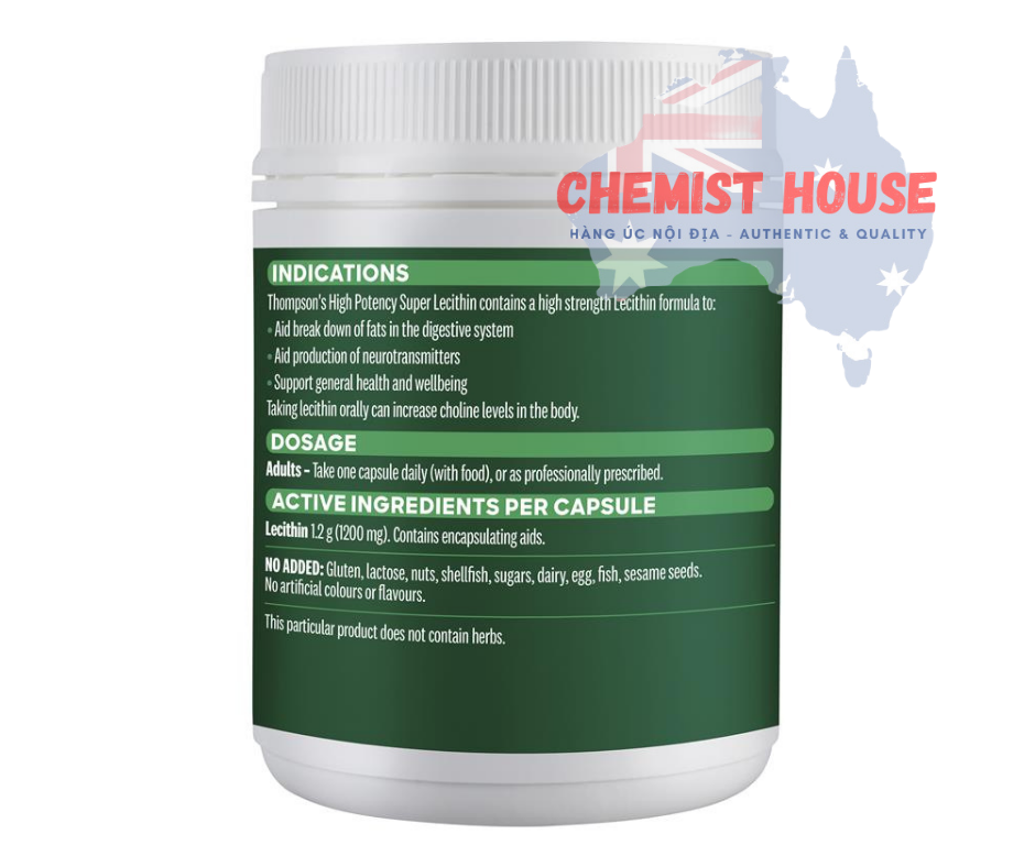 Thompson's High Potency Super Lecithin - Viên uống mầm đậu nành hàm lượng cao 200 viên