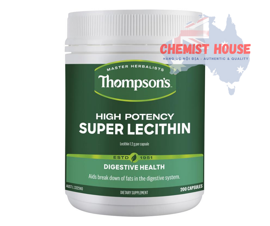 Thompson's High Potency Super Lecithin - Viên uống mầm đậu nành hàm lượng cao 200 viên