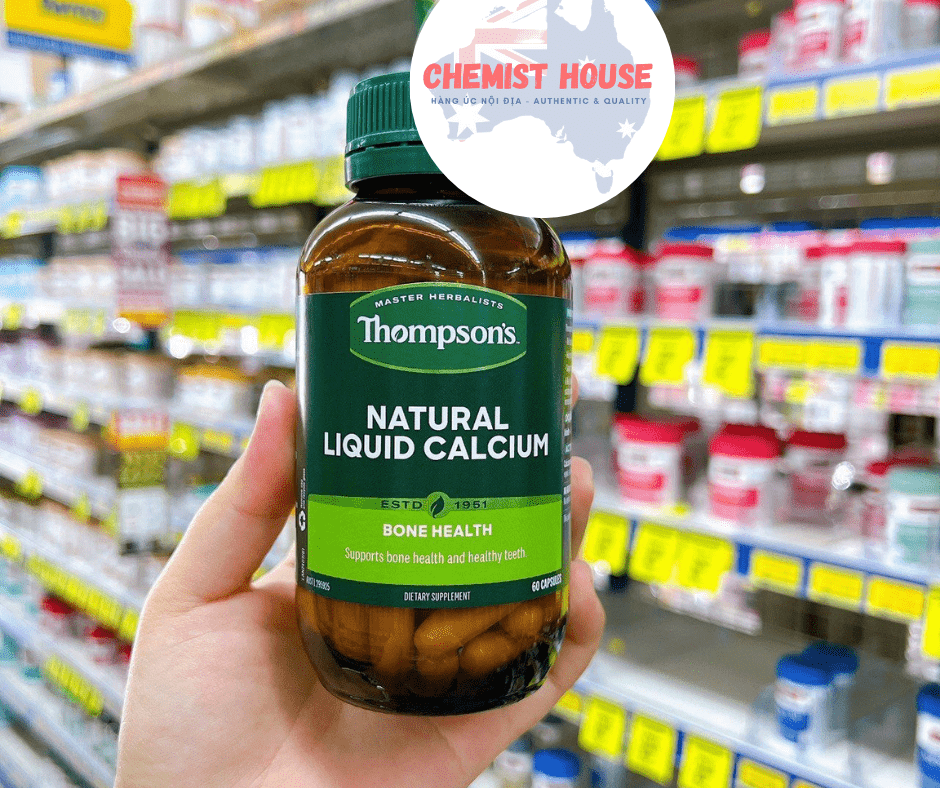 Thompson's Natural Liquid Calcium New Formula - Viên uống bổ sung canxi 60 viên