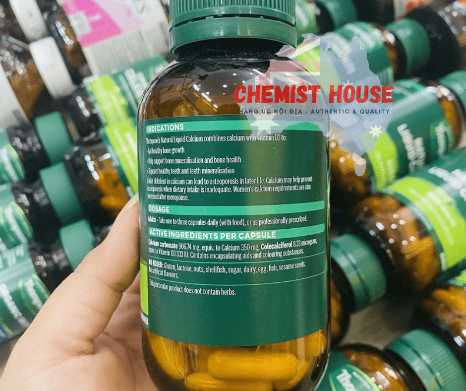 Thompson's Natural Liquid Calcium New Formula - Viên uống bổ sung canxi 60 viên