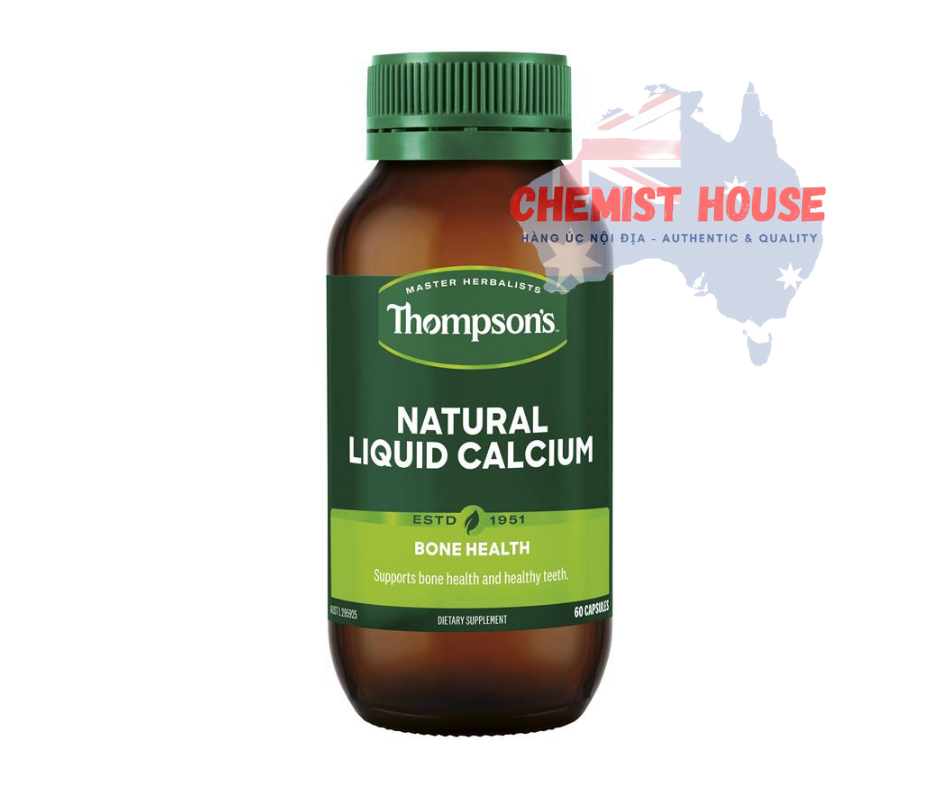 Thompson's Natural Liquid Calcium New Formula - Viên uống bổ sung canxi 60 viên