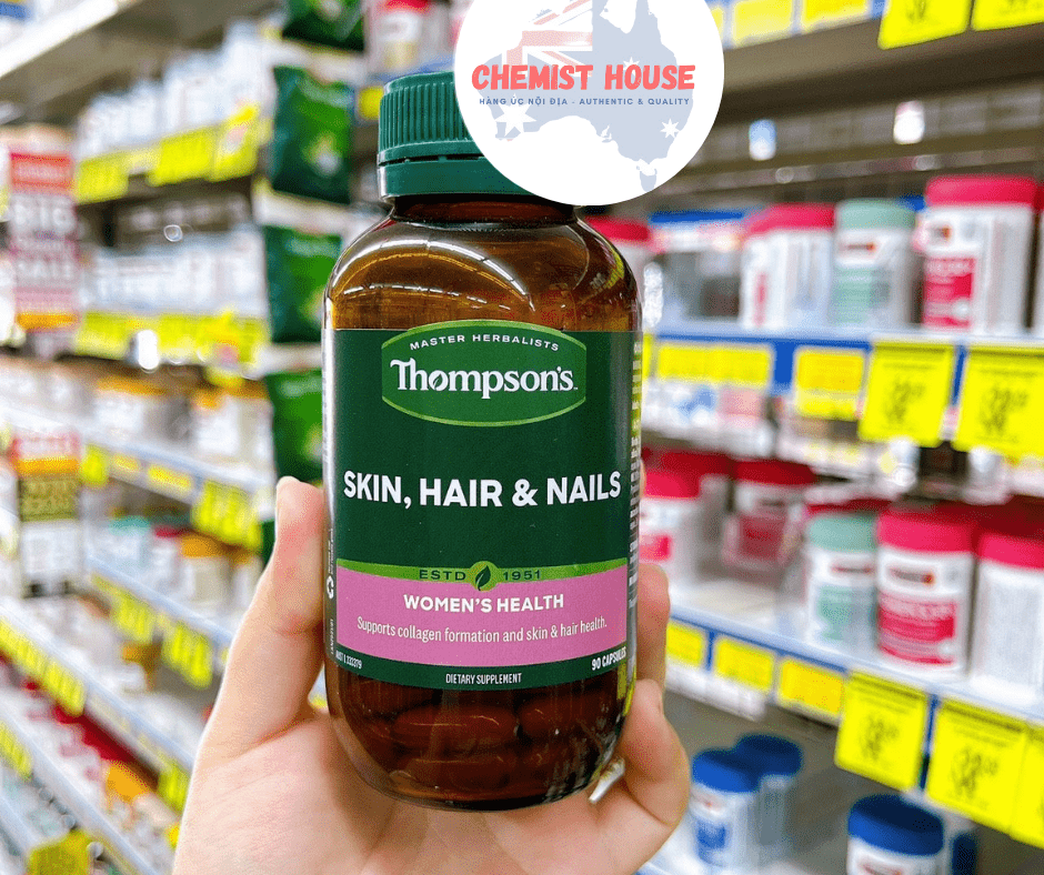 Thompson's Skin, Hair & Nails - Viên uống hỗ trợ sức khỏe da, tóc và móng 90 viên