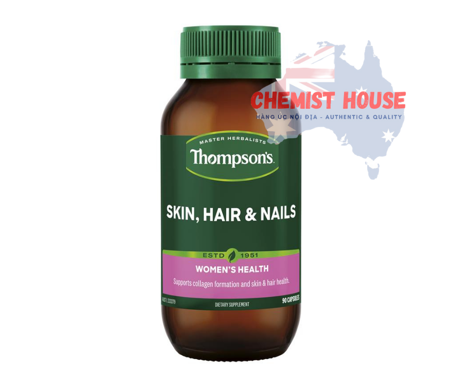 Thompson's Skin, Hair & Nails - Viên uống hỗ trợ sức khỏe da, tóc và móng 90 viên