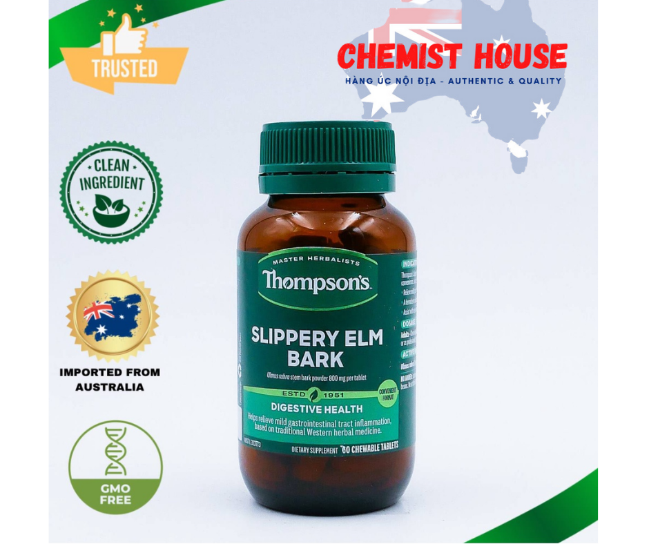 Thompson's Slippery Elm Bark 60 Tablets - Viên uống hỗ trợ dạ dày và đường ruột 60 viên