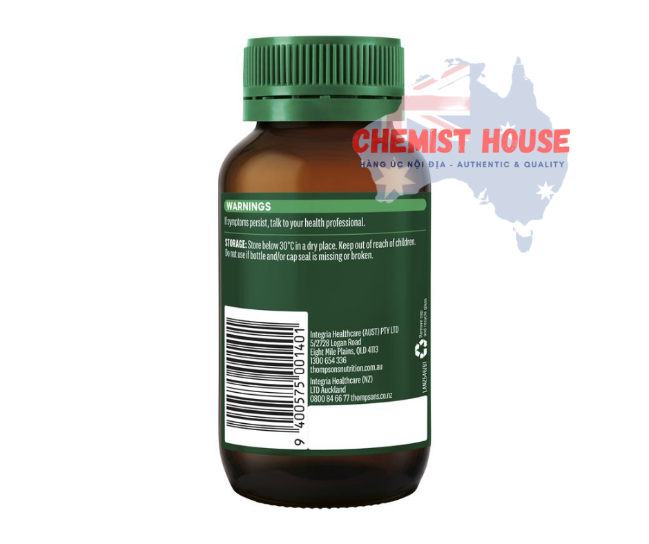 Thompson's Slippery Elm Bark 60 Tablets - Viên uống hỗ trợ dạ dày và đường ruột 60 viên