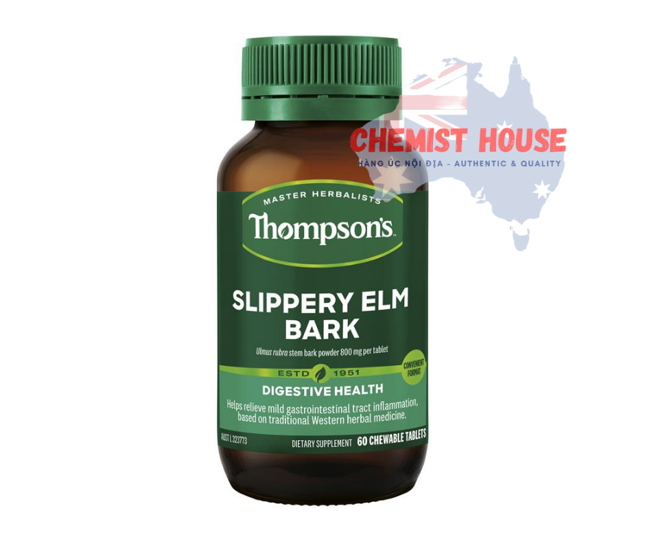 Thompson's Slippery Elm Bark 60 Tablets - Viên uống hỗ trợ dạ dày và đường ruột 60 viên