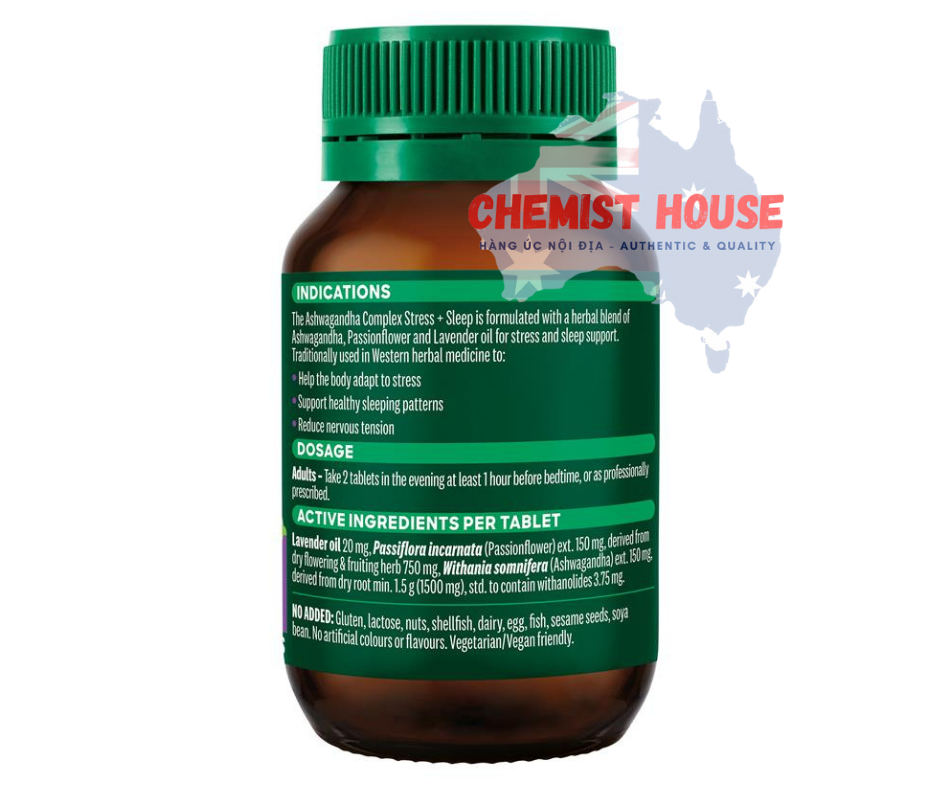 Thompsons Ashwagandha Complex Stress + Sleep - Viên uống giảm căng thẳng 60 viên