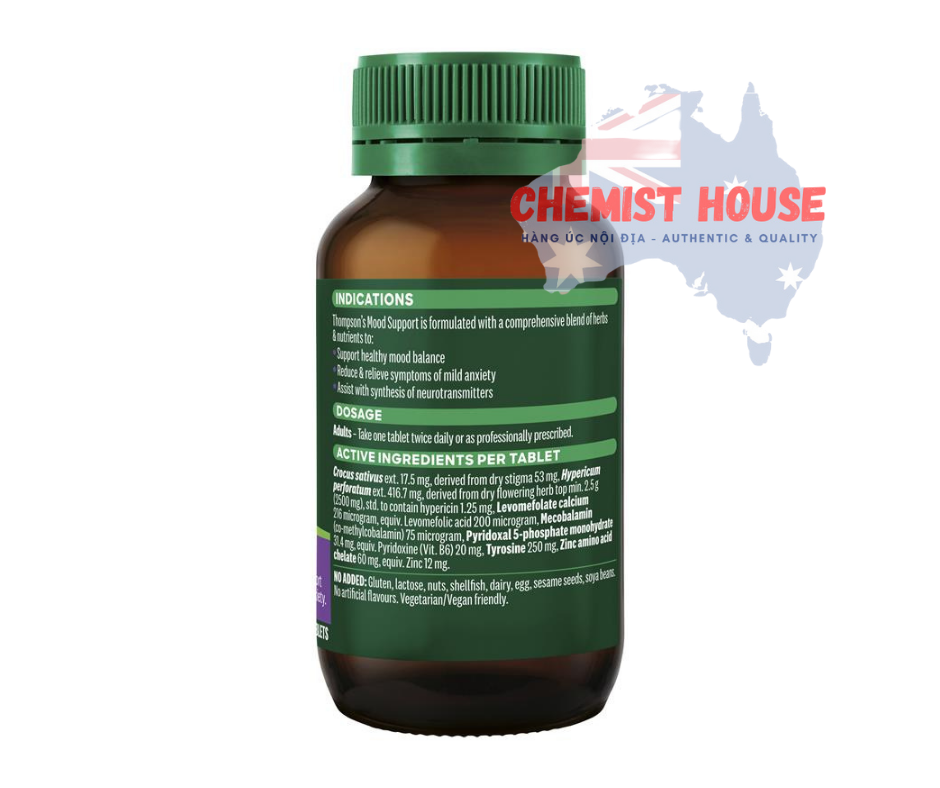 Thompsons Mood Support - Viên uống giảm stress, hỗ trợ tâm trạng 60 viên
