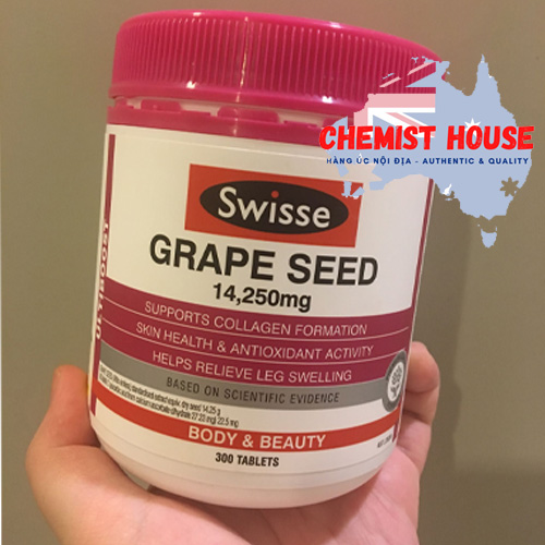 Swisse Ultiboost Grape Seed 14,25mg - Viên uống chống lão hóa với tinh chất hạt nho 300 viên