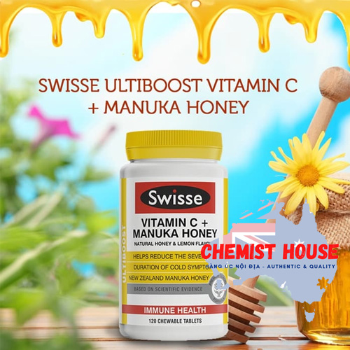 Swisse Ultiboost Vitamin C + Manuka Honey - Viên uống tăng miễn dịch 120 viên