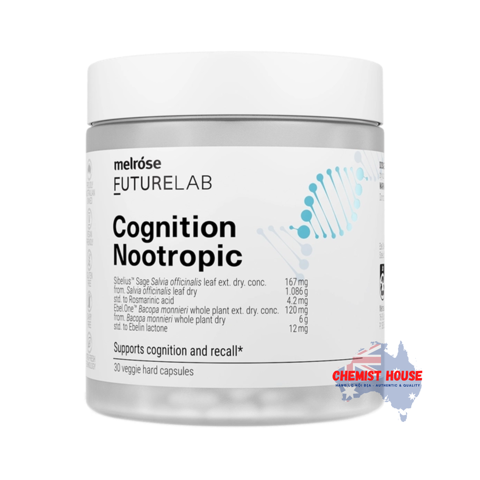 Viên Uống Hỗ Trợ Não Bộ & Bổ Não - Melrose FutureLab Cognition Nootropics 30 Viên