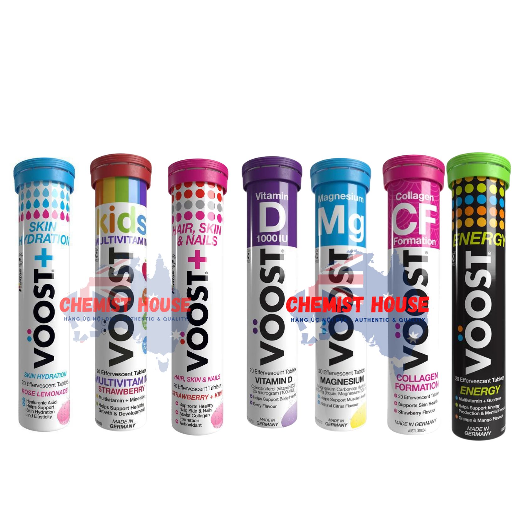 VOOST Effervescent Vitamins Viên Sủi Bổ Sung Vitamin Tổng Hợp Toàn Diện Collagen Multi Energy Vitamin B Magnesium
