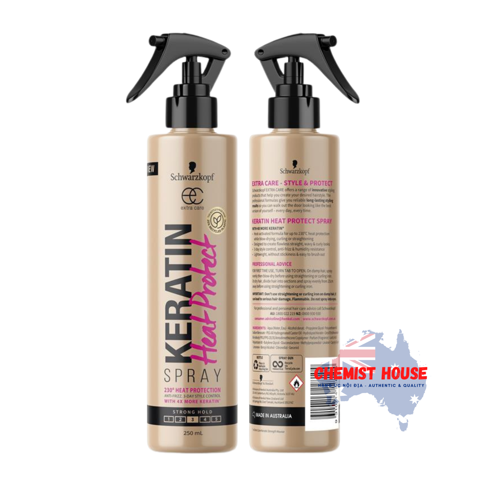 Xịt Bảo Vệ Tóc Trước Nhiệt Độ Cao Kèm Dưỡng Keratin Heat Protect 250ml