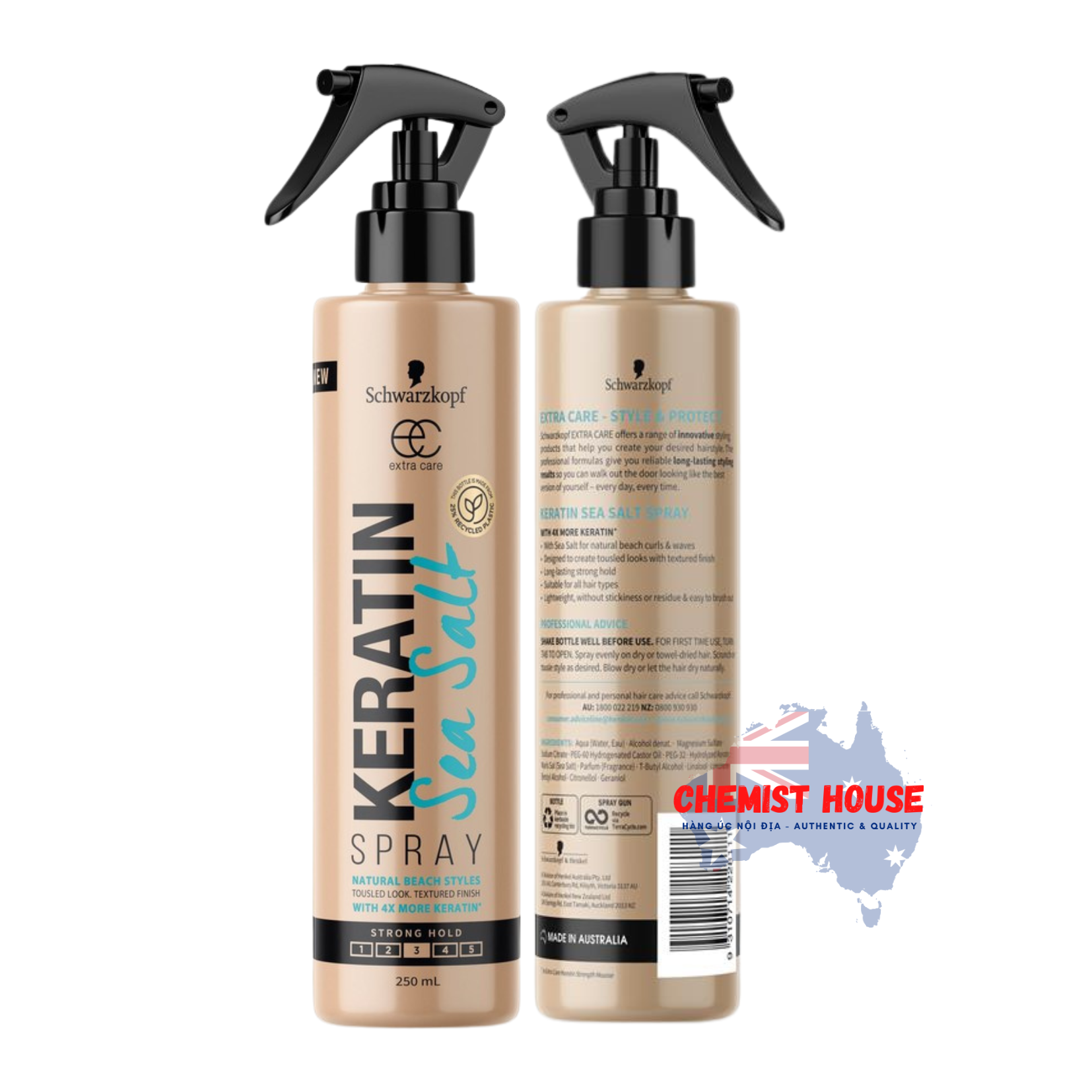 Xịt Tạo Kiểu Tóc Số 1 Tại Úc - Schwarzkopf Extra Care Từ Muối Biển Kèm Dưỡng Keratin 250ML Giữ Nếp Lâu Dài Nếp Tóc Tự Nhiên Không Bết Dính