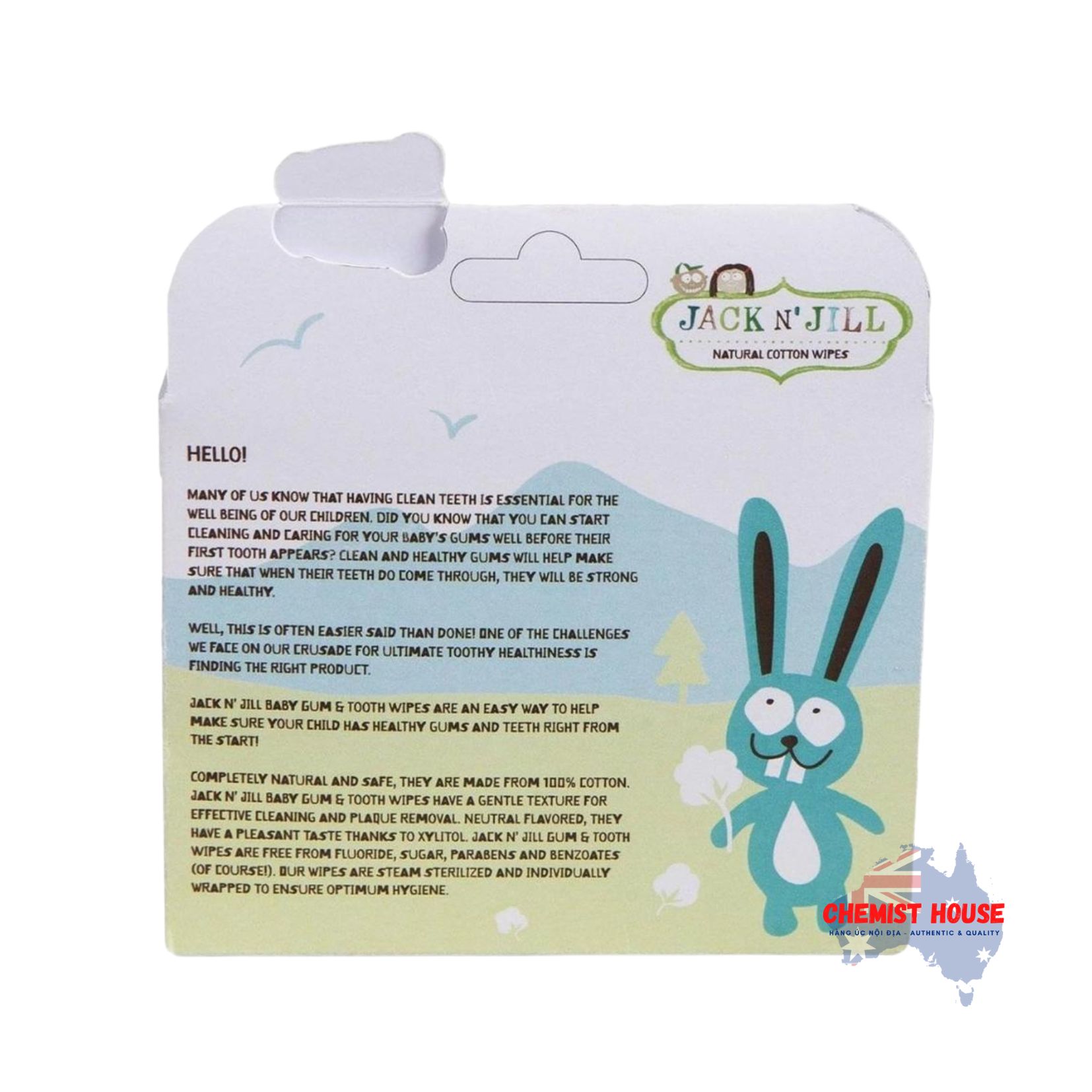 25 Miếng Giấy Ướt Rơ Lưỡi, Chà Nứu, Chùi Răng, Vệ Sinh Răng Miệng Cho Bé 100% Cotton Mềm Không Chứa Fluoride, Dường và Paraben - Jack N Jill Tooth & Gum Wipes 25 Pack