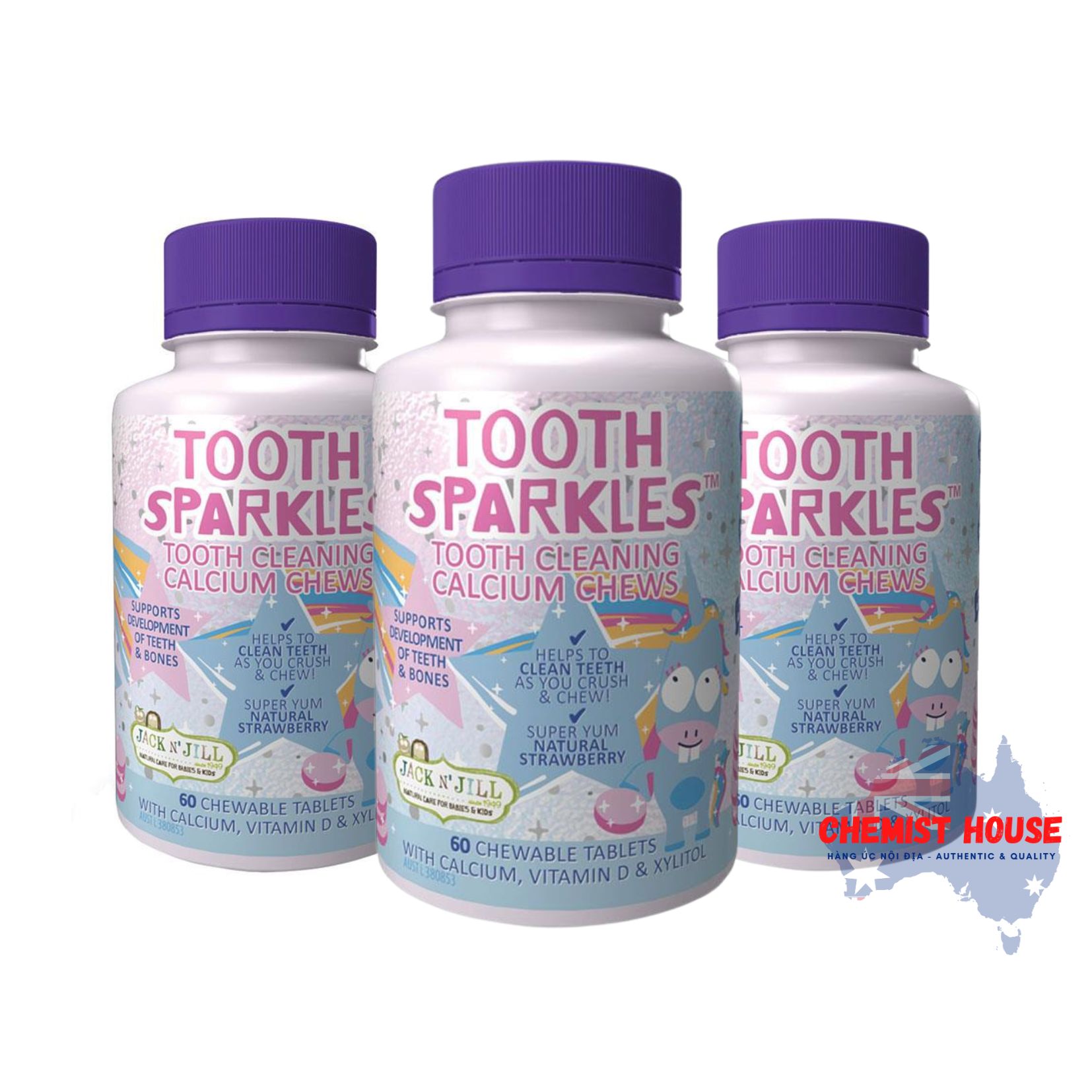 Kẹo Nhai Canxi Sạch Răng Cho Bé - Jack N’ Jill Tooth Sparkles