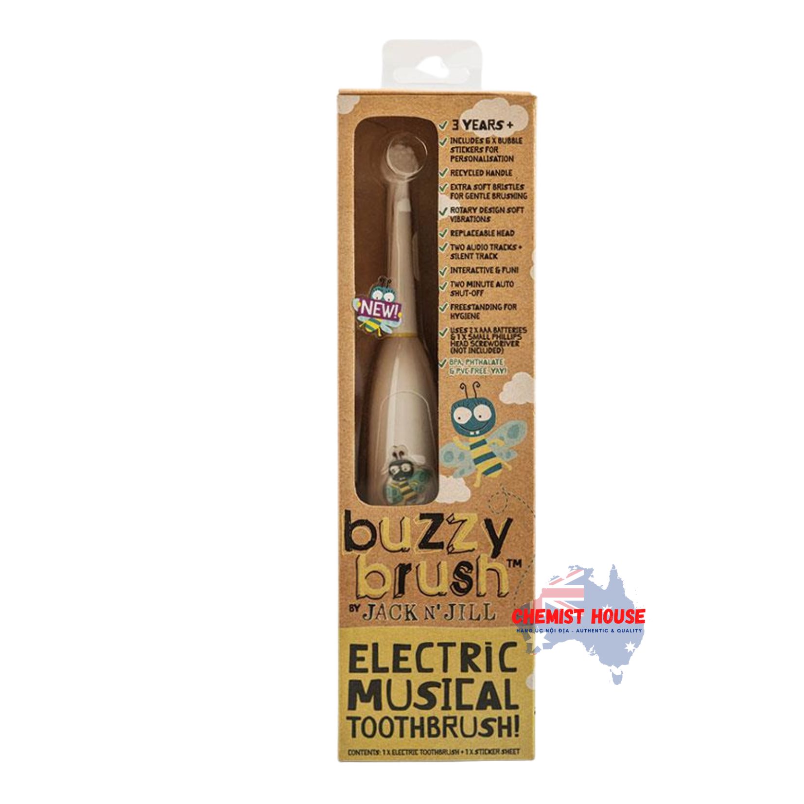 Bàn Chải Điện Đánh Răng Cho Bé Có Nhạc Vui Nhộn Nhịp - Jack N' Jill Buzzy Electric Musical Toothbrush
