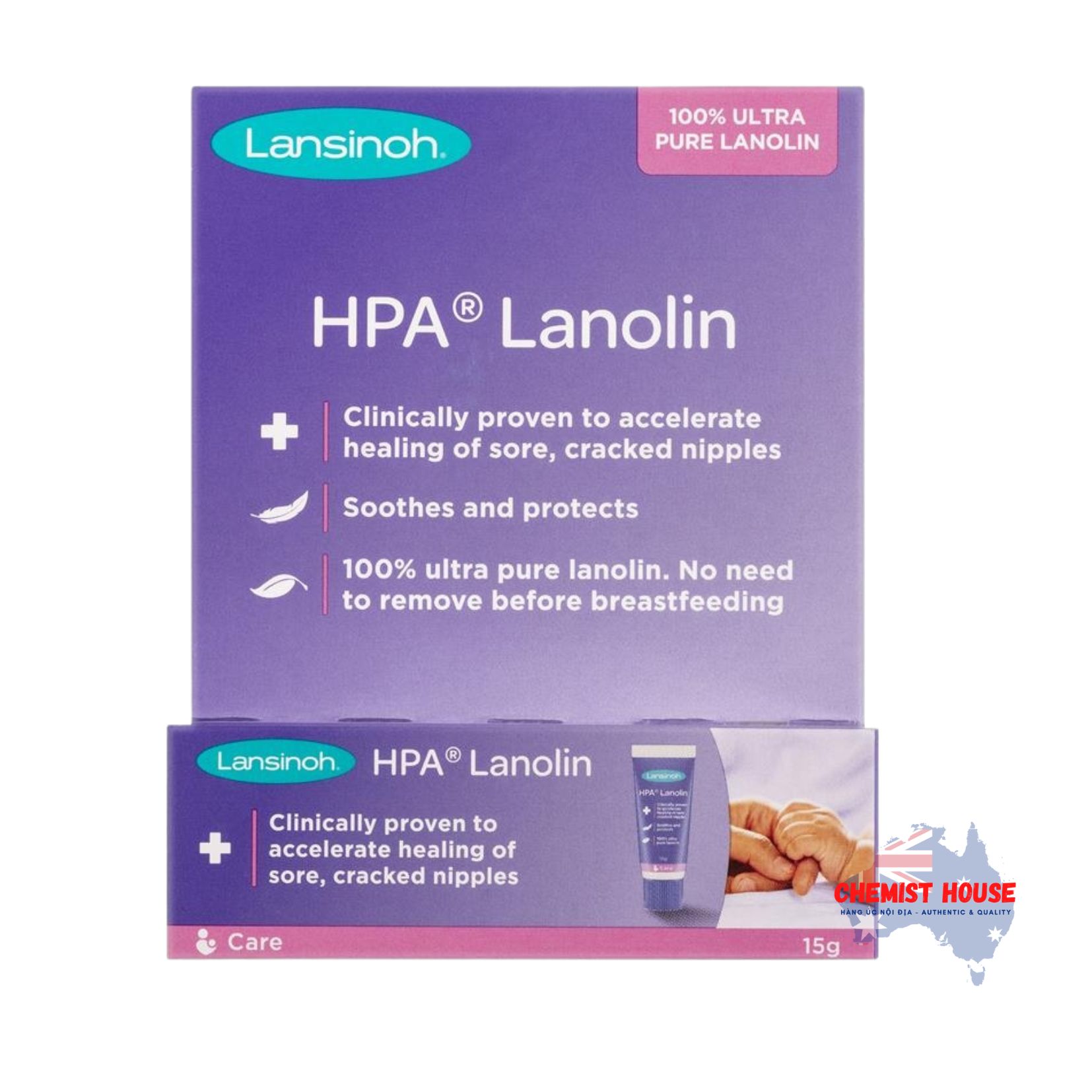 Kem bôi trị nứt đầu ti - cực phù hợp cho mẹ cho con bú Lansinoh® HPA® Lanolin 15g